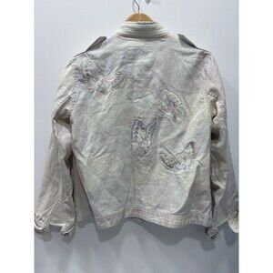 Zadig & Voltaire Kavy Camou Women M Butterfly Embroidered Camo Linen Jacket